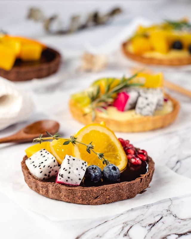 Chocolate Fruit Tart & one Vanilla Custard Fruit tart