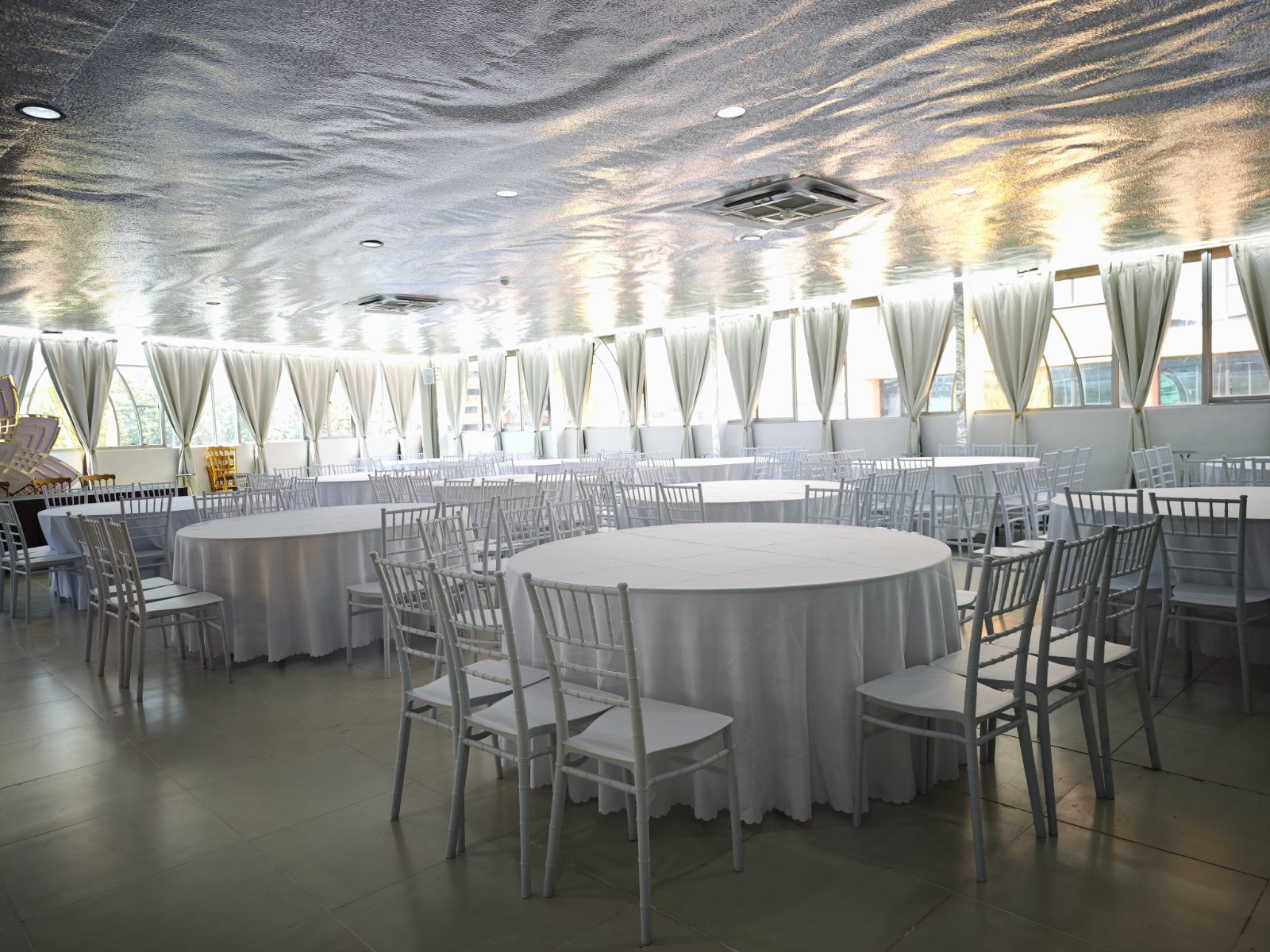 Hall set for dinner